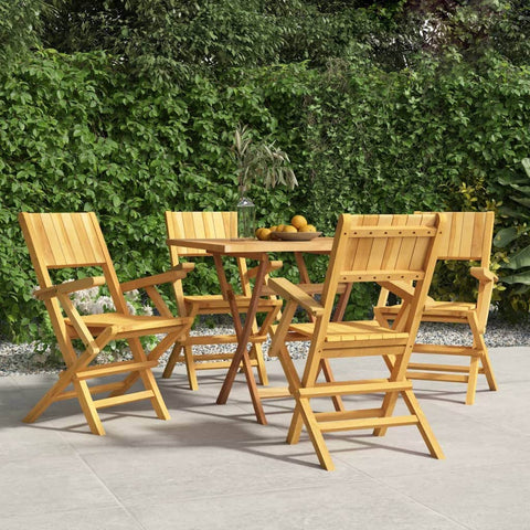 4-Piece Teak Wood Foldable Garden Chair Set