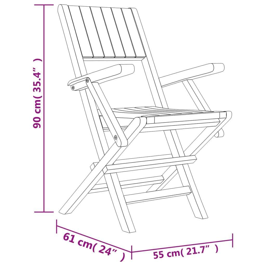 4-Piece Teak Wood Foldable Garden Chair Set