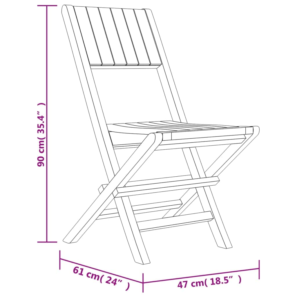 4-Piece Teak Wood Foldable Garden Chairs