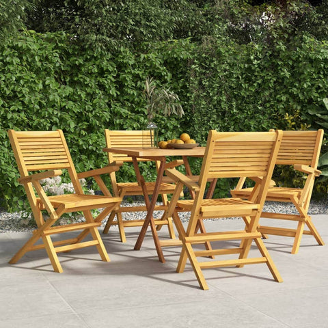 4-Piece Teak Wood Folding Garden Chair Set