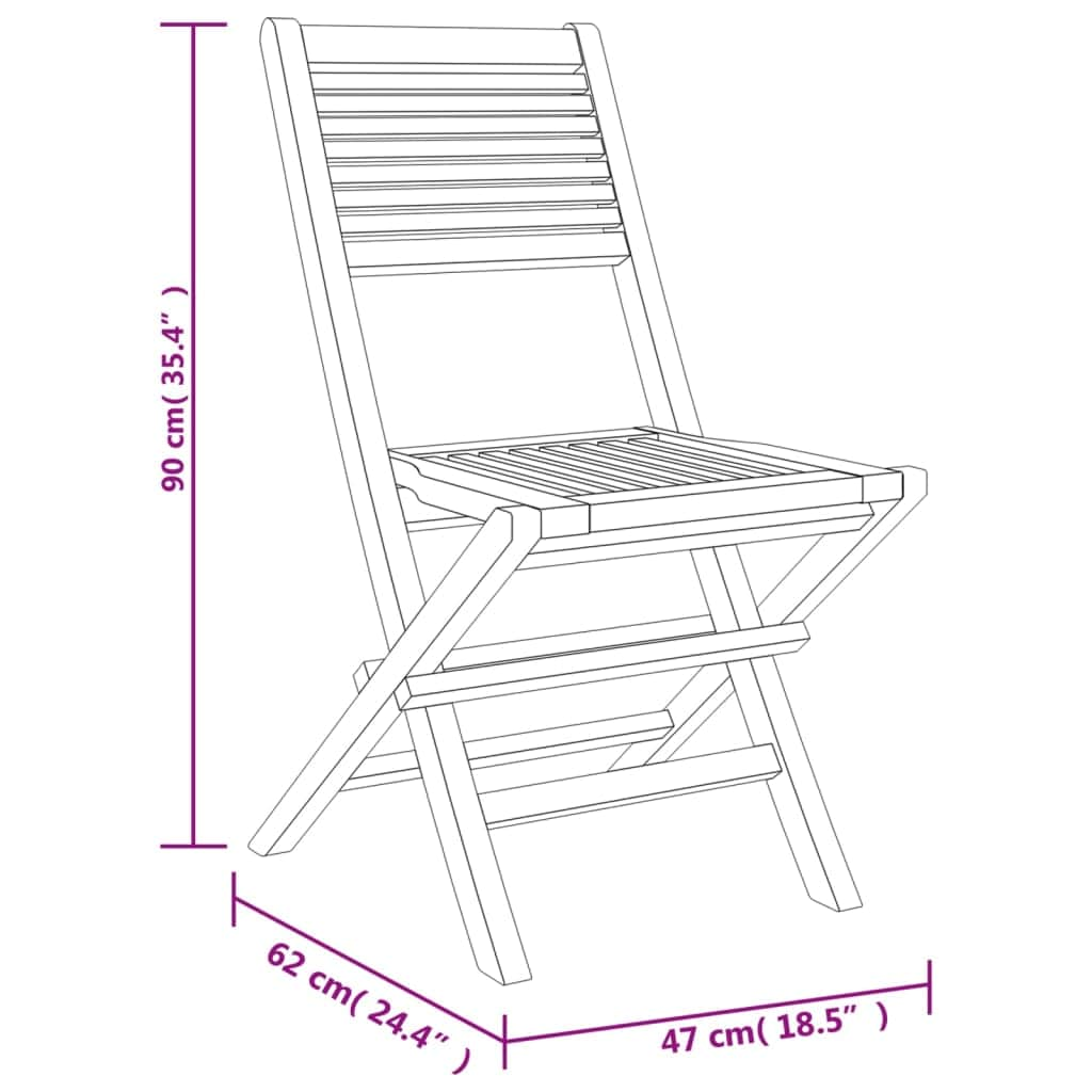 4-Piece Teak Wood Folding Garden Chairs