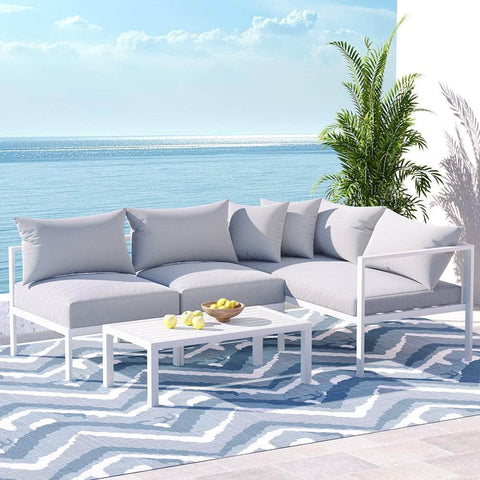 4-Seater Aluminium Outdoor Sofa Set Lounge Setting Table Chair Furniture