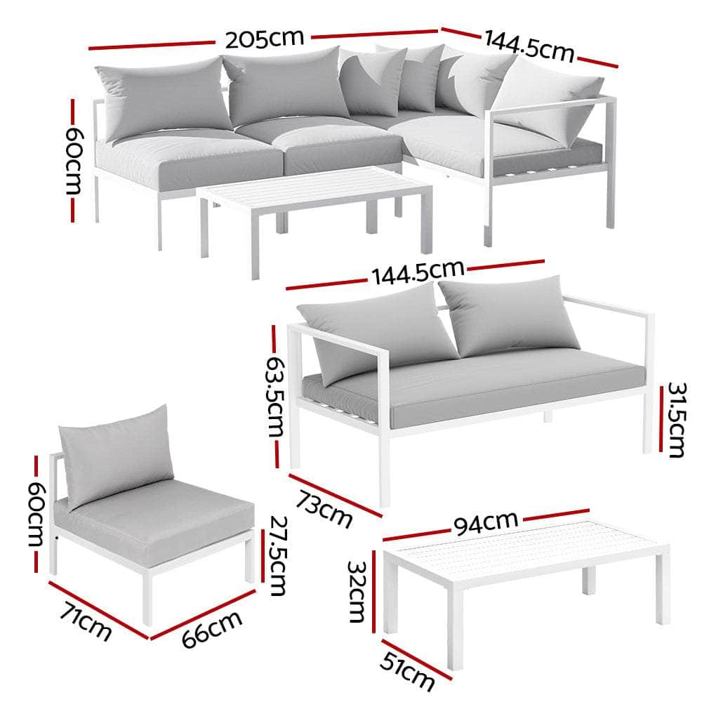 4-Seater Aluminium Outdoor Sofa Set Lounge Setting Table Chair Furniture