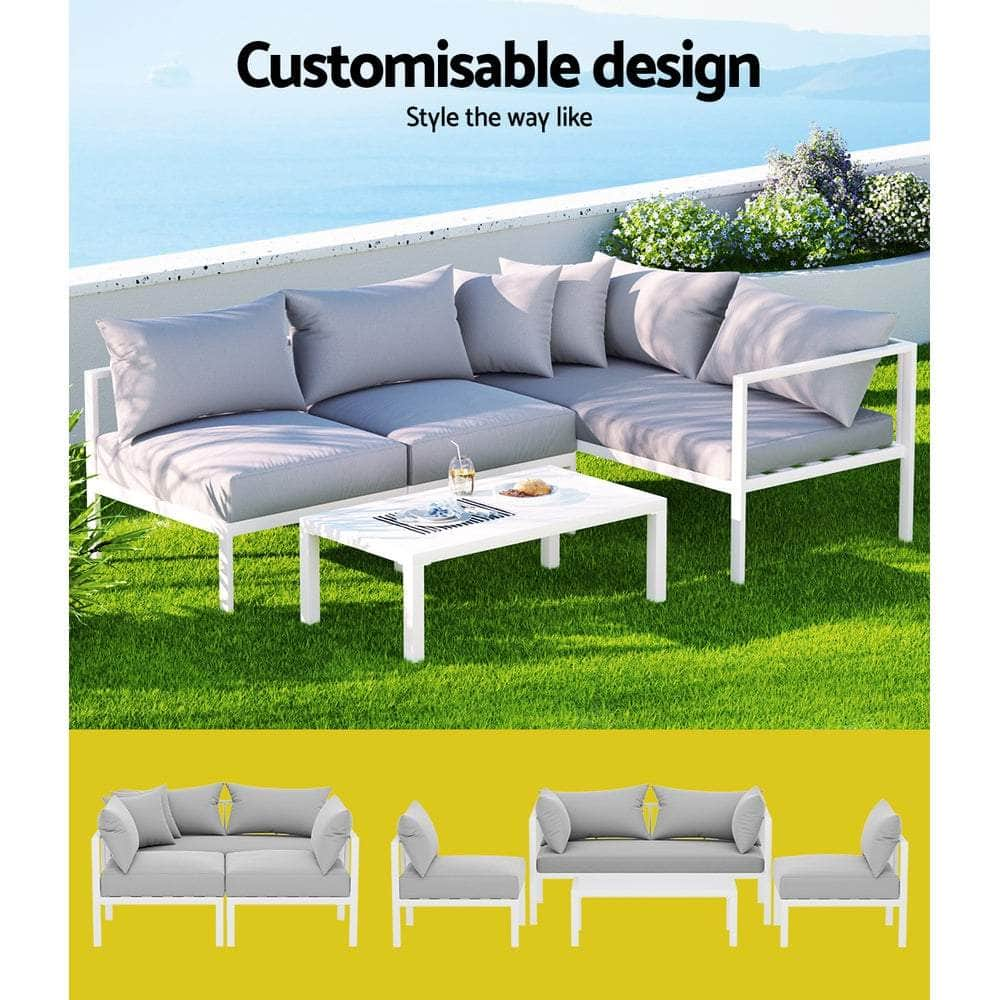 4-Seater Aluminium Outdoor Sofa Set Lounge Setting Table Chair Furniture