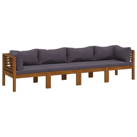 4-Seater Garden Sofa with Cushion Solid Acacia Wood