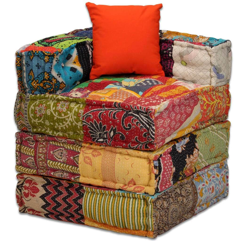 4-Seater Modular Sofa Bed Fabric Patchwork