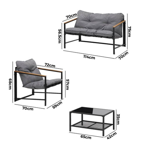 4 Seater Outdoor Lounge Sofa Set Patio Chairs Table