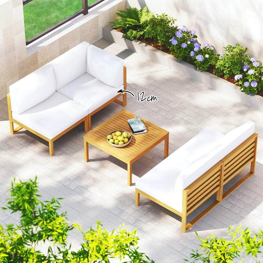 4-Seater Outdoor Sofa Set Wooden Lounge Setting 5Pcs