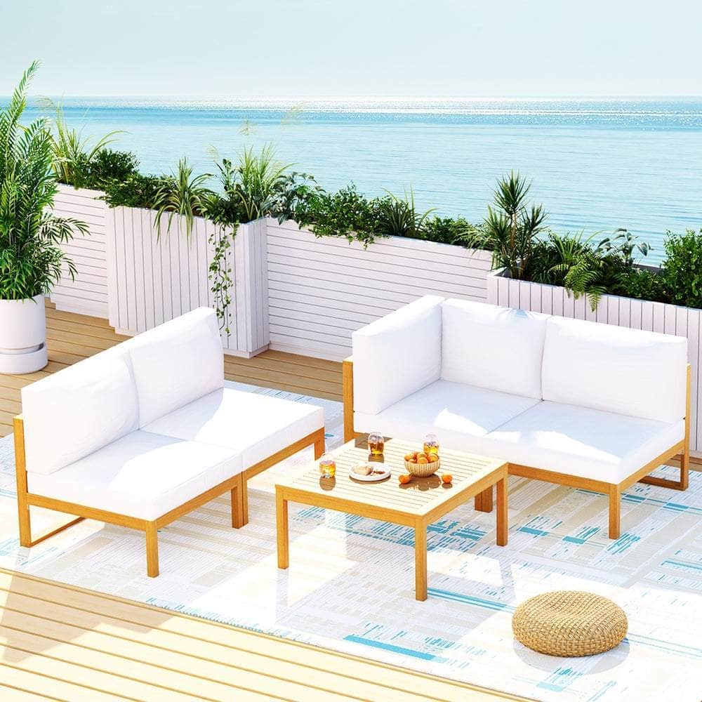 4-Seater Outdoor Sofa Set Wooden Lounge Setting 5Pcs