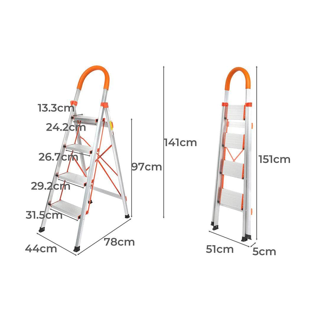 4 Step Ladder Folding Aluminium