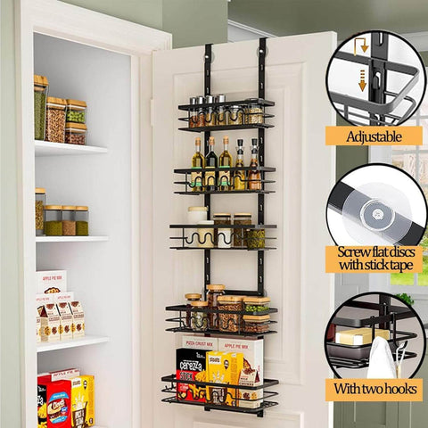 4 Tier Adjustable Baskets Over Door Pantry Organiser For Home Kitchen