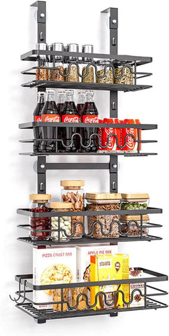 4 Tier Adjustable Baskets Over Door Pantry Organiser For Home Kitchen