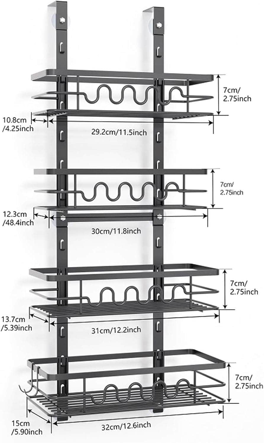 4 Tier Adjustable Baskets Over Door Pantry Organiser For Home Kitchen