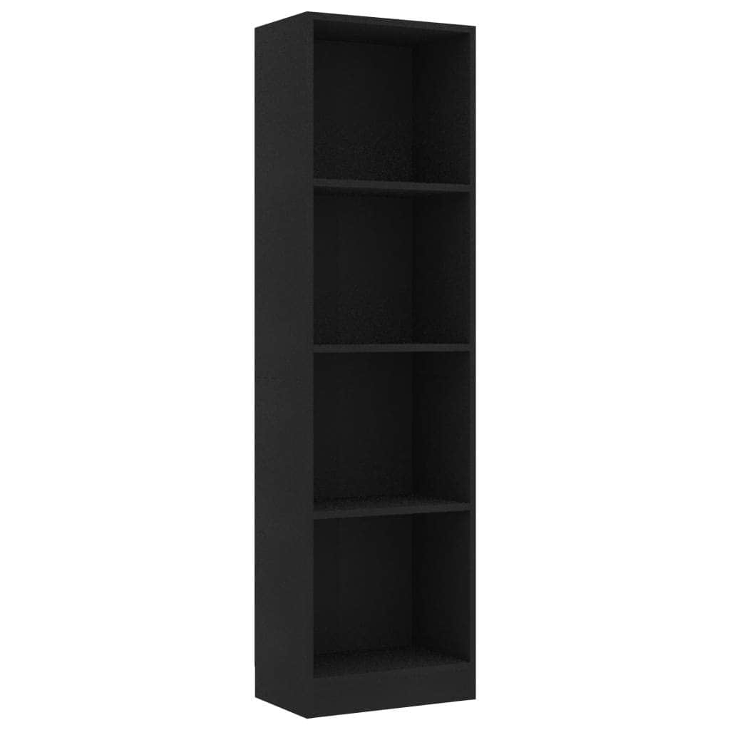 4-Tier Book Cabinet Black Chipboard