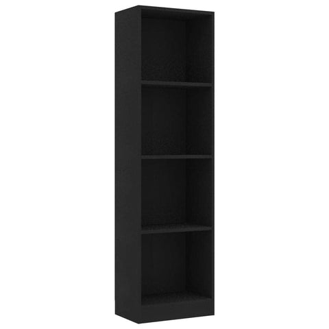 4-Tier Book Cabinet Black Chipboard