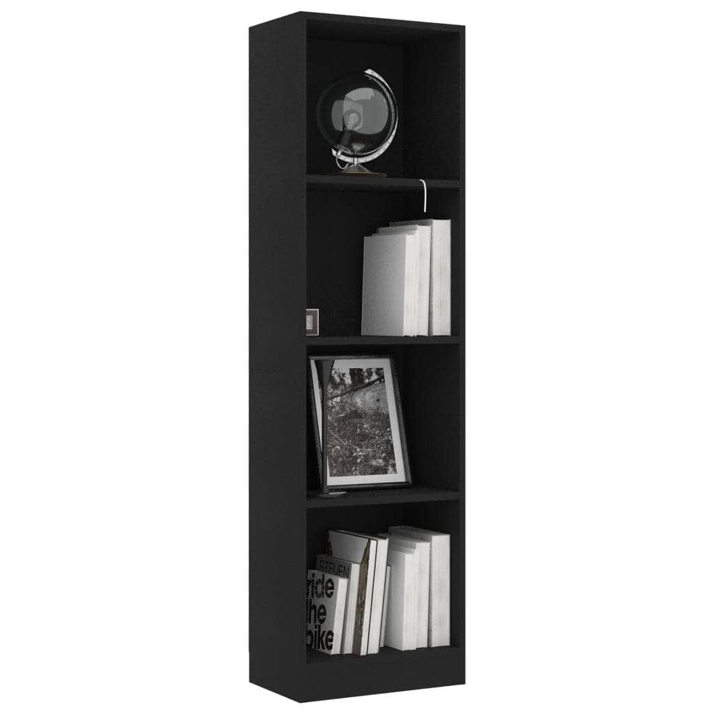 4-Tier Book Cabinet Black Chipboard