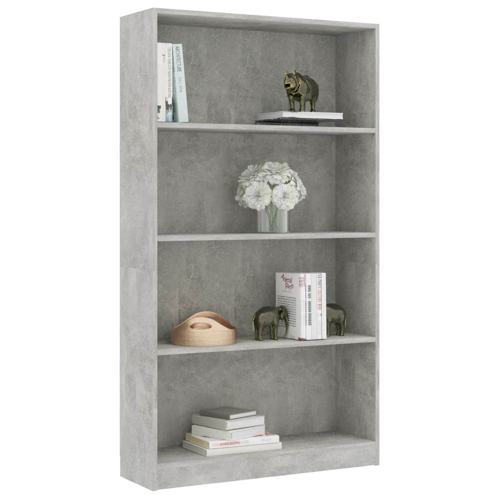 4-Tier Book Cabinet Concrete Grey, Chipboard