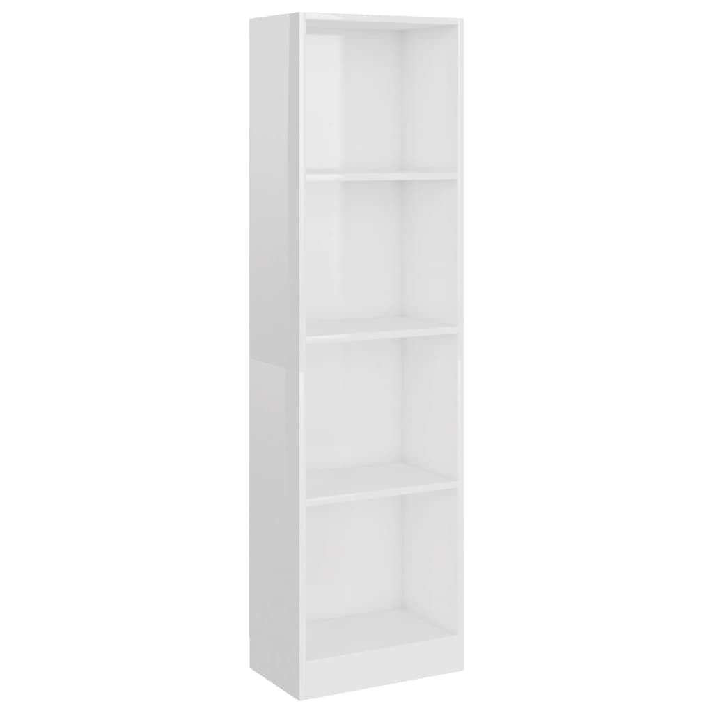 4-Tier Book Cabinet High Gloss White  Chipboard