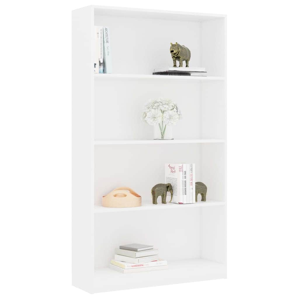 4-Tier Book Cabinet White, Chipboard