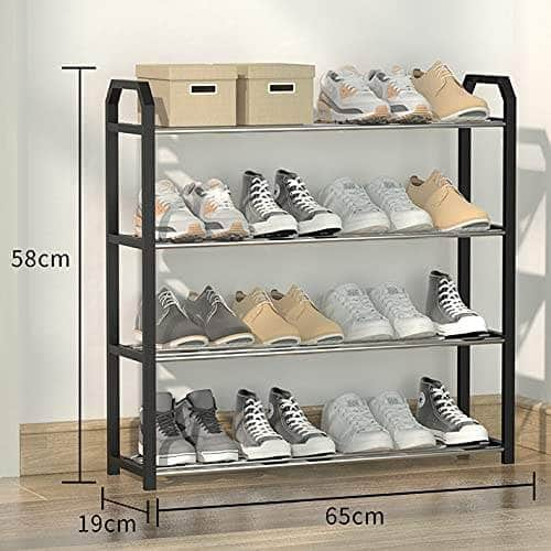 4 Tier Shoe Rack Storage Organiser (Black)