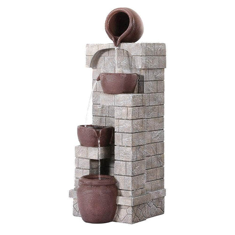 4-Tier Solar Fountain - Cascading Brown Design