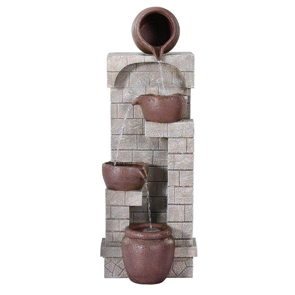 4-Tier Solar Fountain - Cascading Brown Design