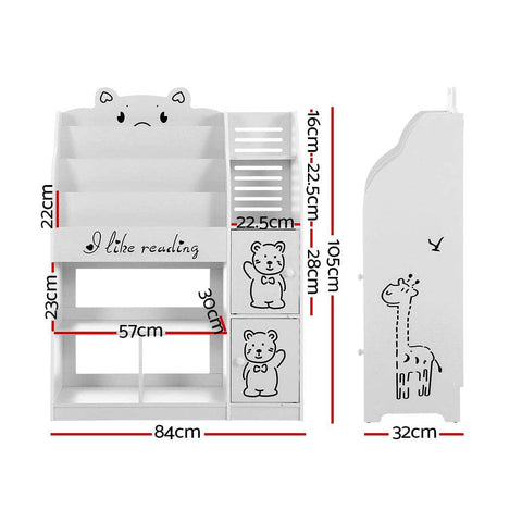 4 Tiers Kids Bookshelf Storage Children Bookcase Toy Organiser Display