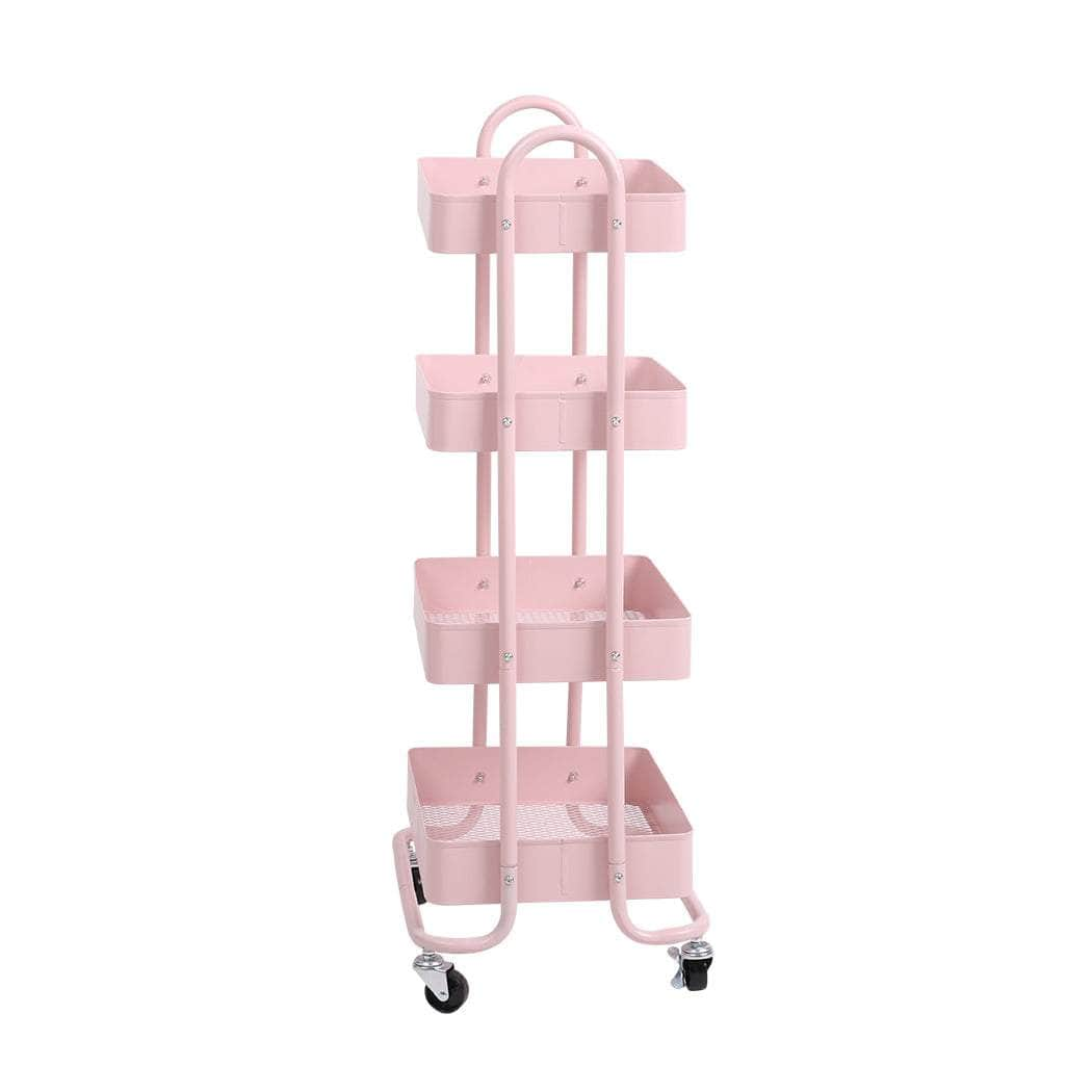 4 Tiers Kitchen Trolley Cart Pink