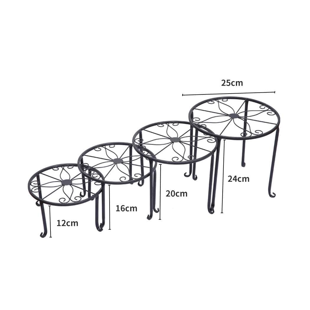 4 x Metal Plant Stand Outdoor Black