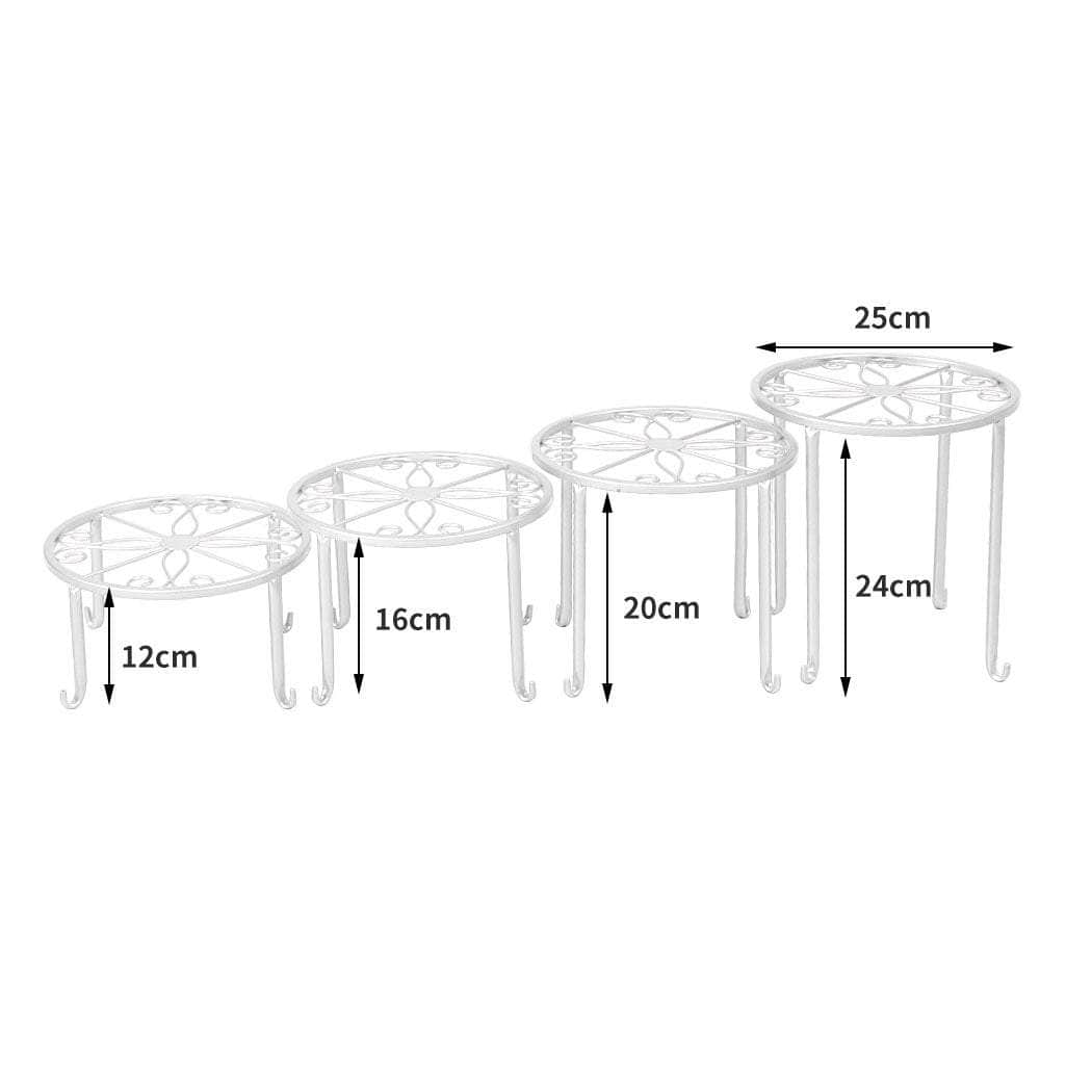 4 x Metal Plant Stand Outdoor White