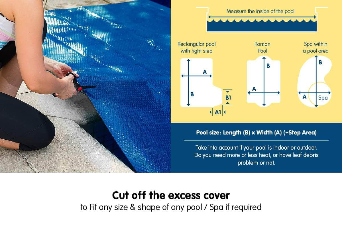 400 Micron Solar Swimming Pool Cover Silver/Blue - 7m x 4m