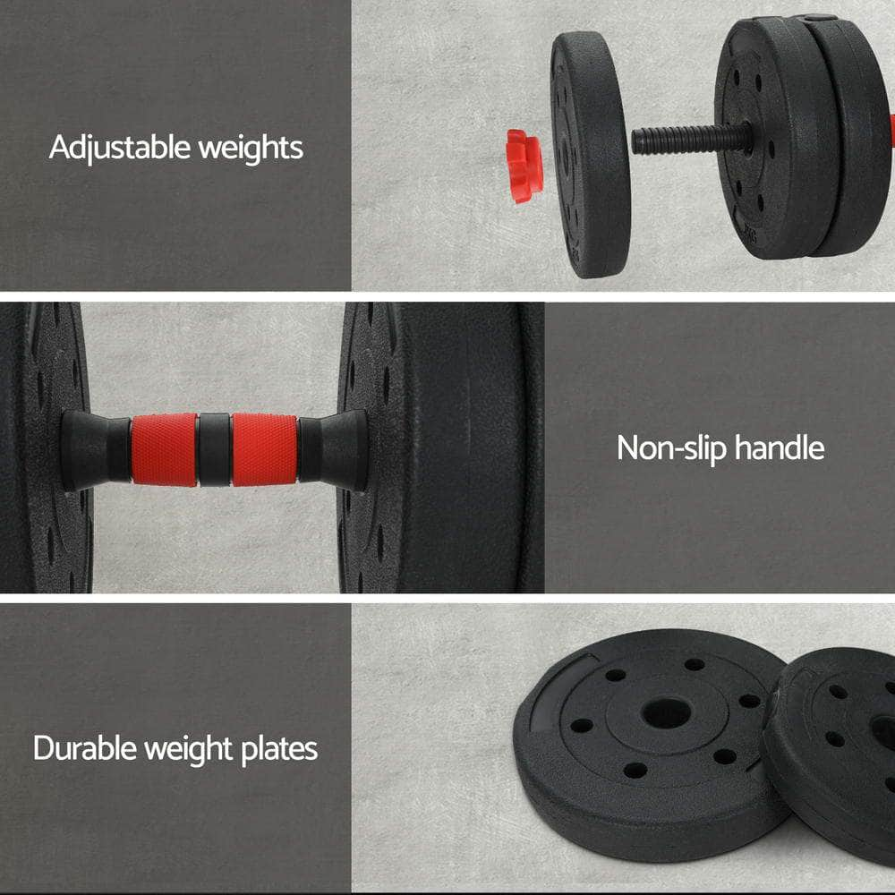 40Kg Adjustable Dumbbells Set Kettle Bell Weight Plates Barbells Gym