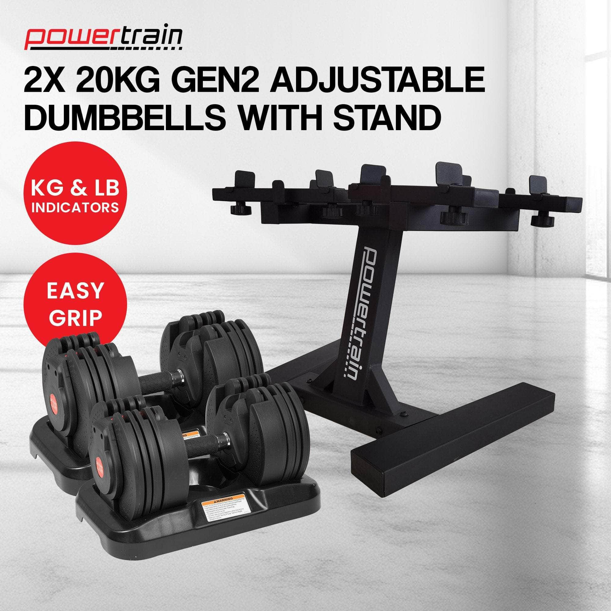 40kg GEN2 Adjustable Dumbbell Set with Pro Stand