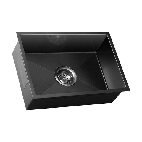 44X38CM Stainless Steel Sink Single Bowl with Waste Black