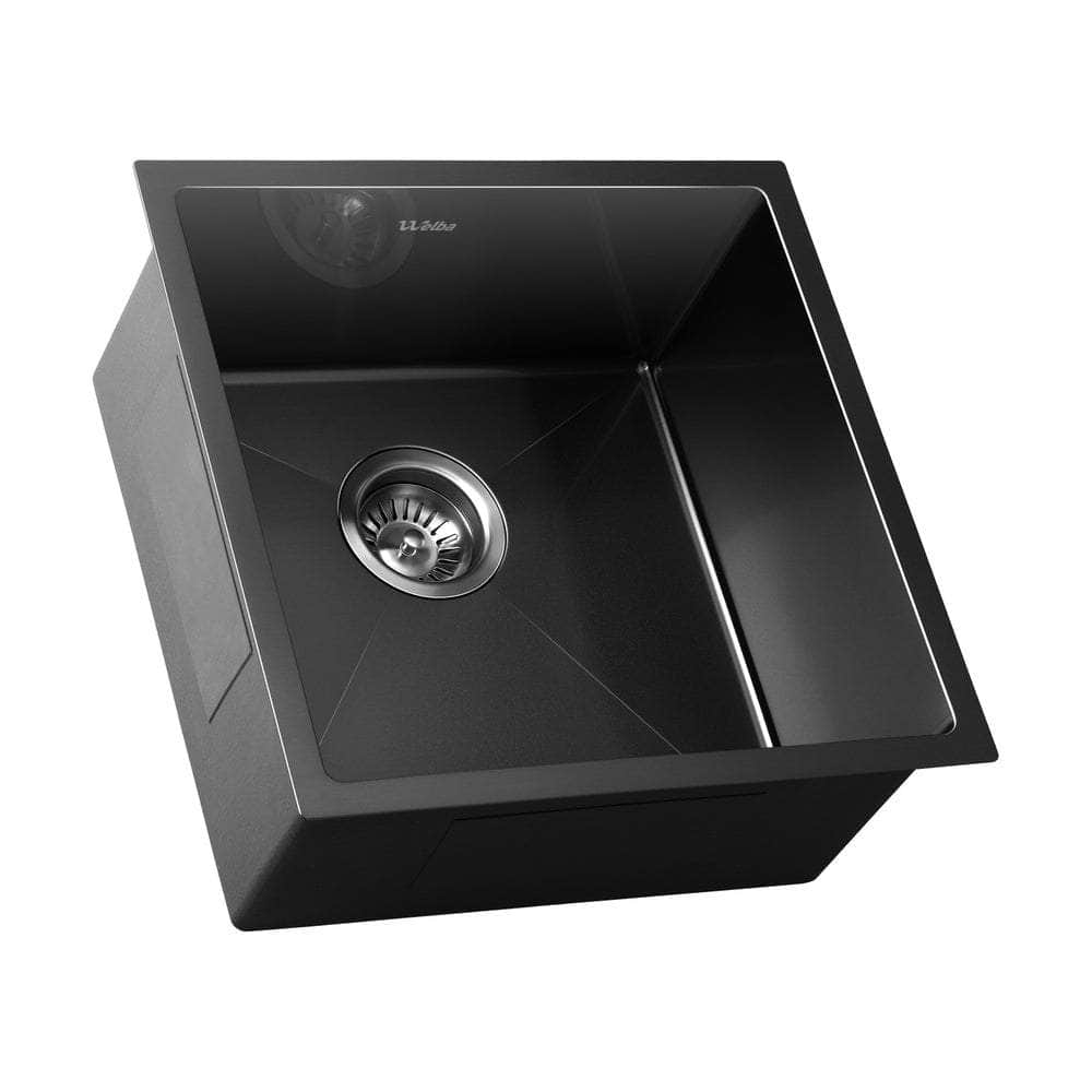 44X38CM Stainless Steel Sink Single Bowl with Waste Black