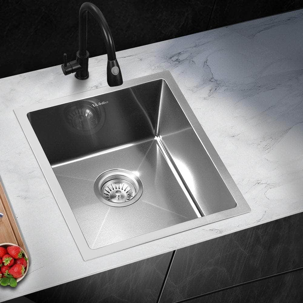 44X38CM Stainless Steel Sink Single Bowl with Waste Black