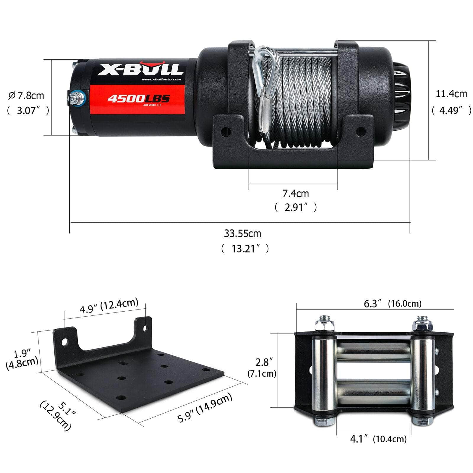 4500Lbs Electric Winch Steel Cable Remote Boat Atv