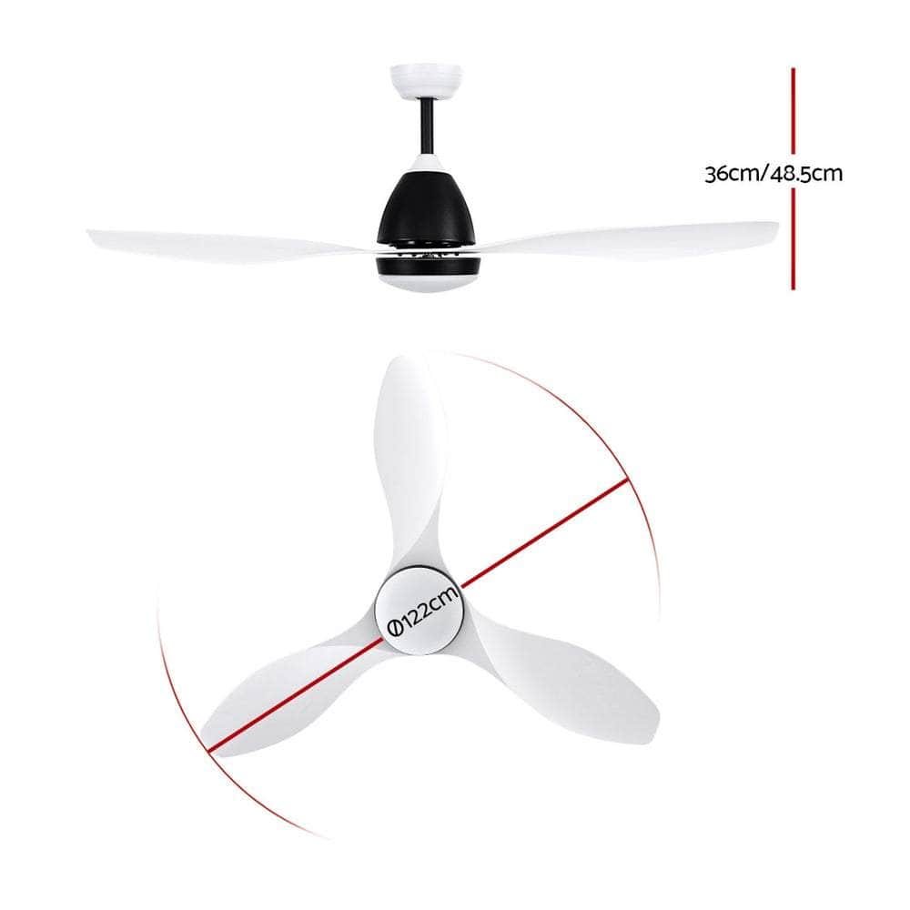 48'' Ceiling Fan Dc Motor W/Light W/Remote - White