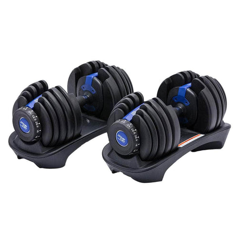 48kg Adjustable Dumbbell Home Gym Set - Blue/Yellow