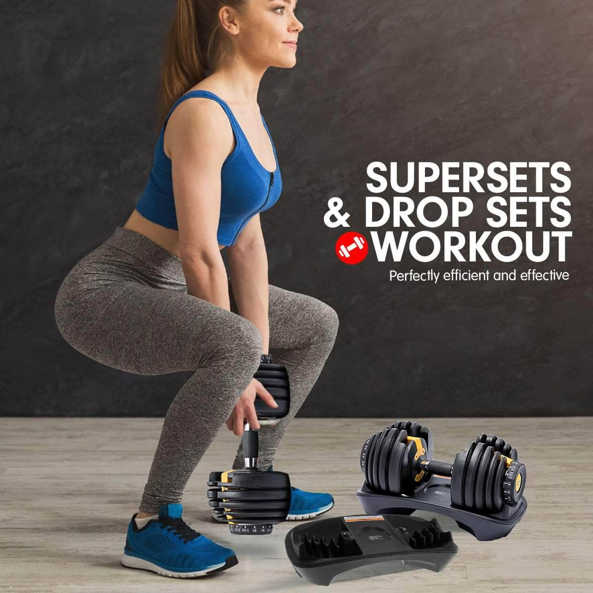 48kg Adjustable Dumbbell Home Gym Set - Blue/Yellow