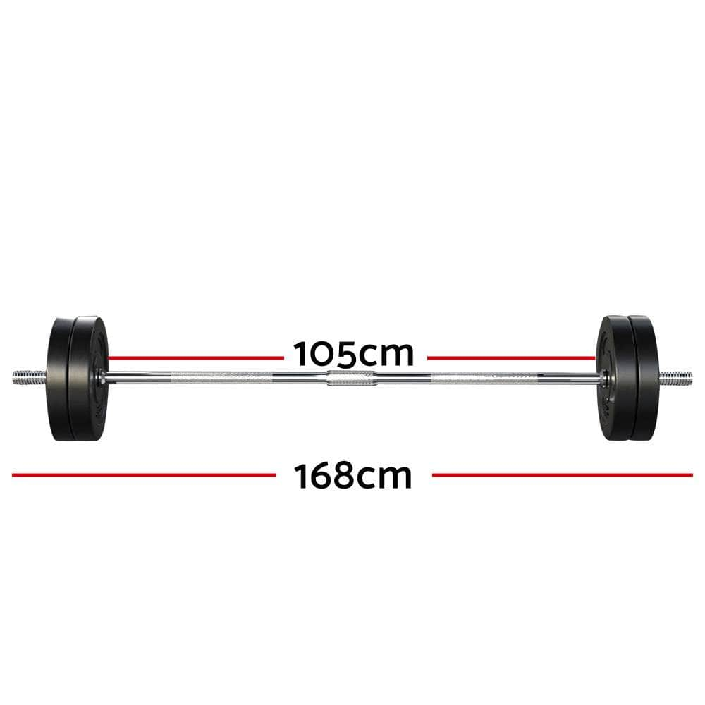 48Kg Barbell Set Weight Plates Bar Lifting Bench 168Cm