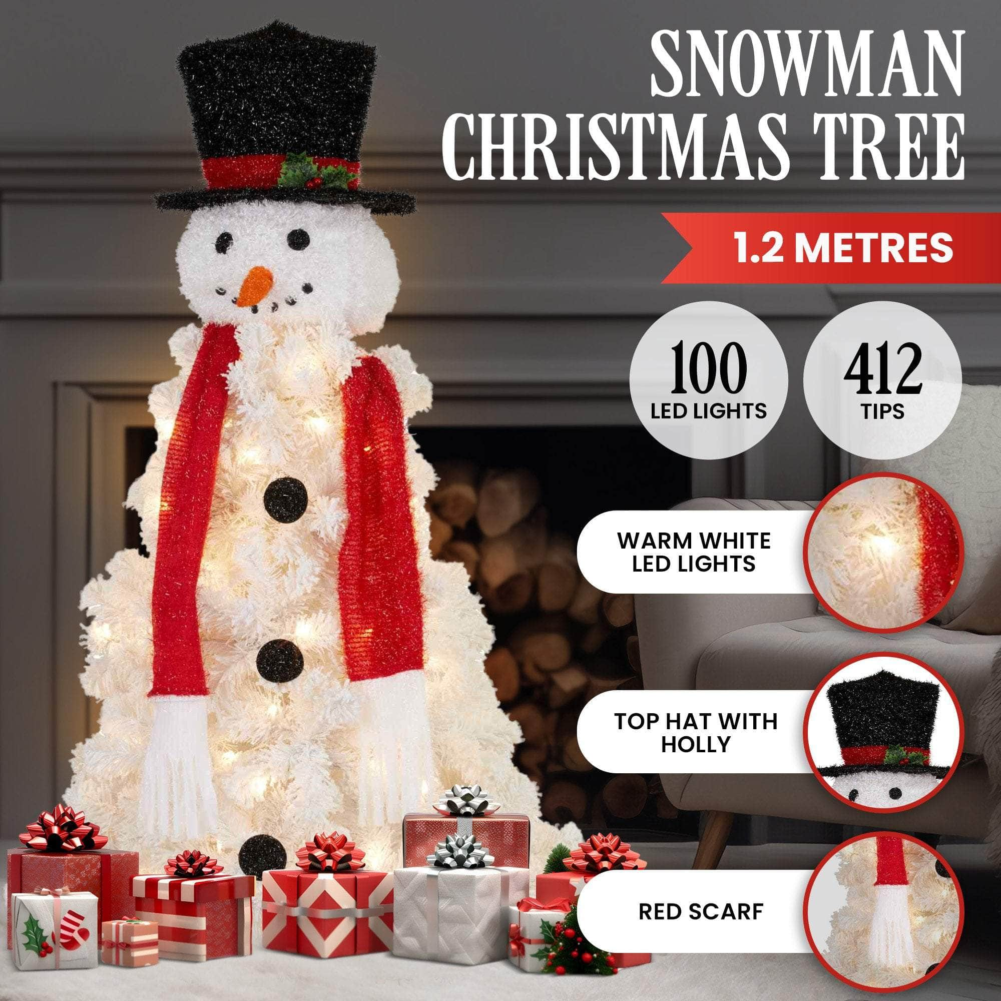 4ft 122cm Snowman Christmas Tree with Lights