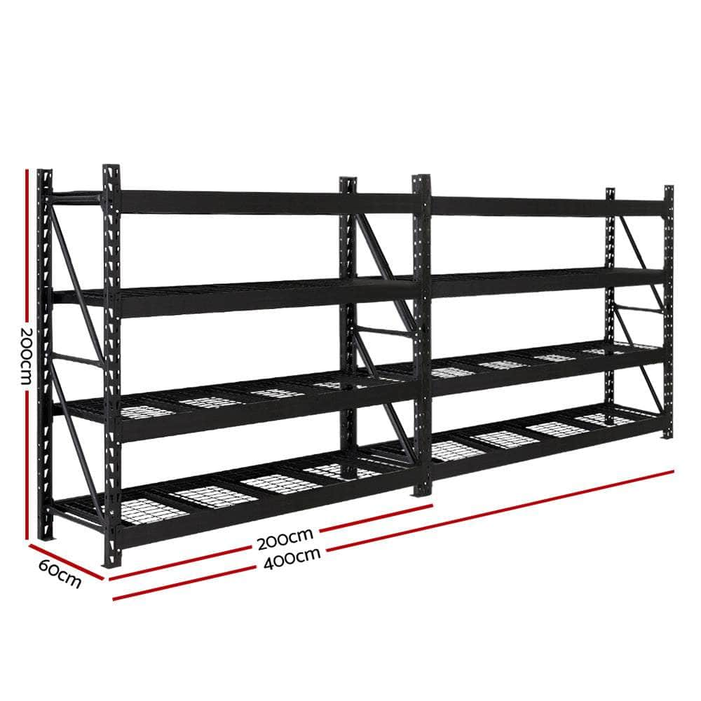 4Mx2M Garage Shelving Warehouse Rack Pallet Racking Storage Shelve Black