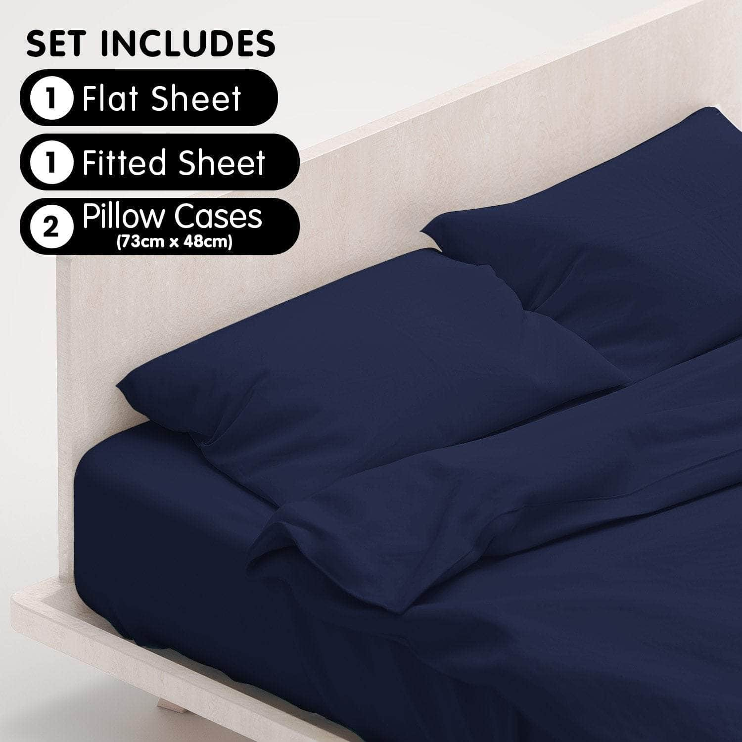 4pc 1000 Thread Count Cotton Rich Queen Bed Sheet Set CVC Navy