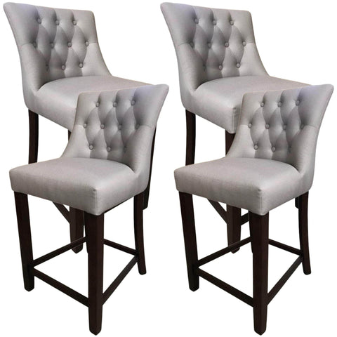 4Pc High Fabric Dining Chair Bar Stool French Provincial Solid Timber