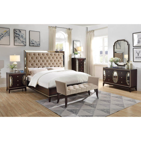 4Pc King Bed Frame Bedroom Suite Timber Bedside Tallboy Package Set