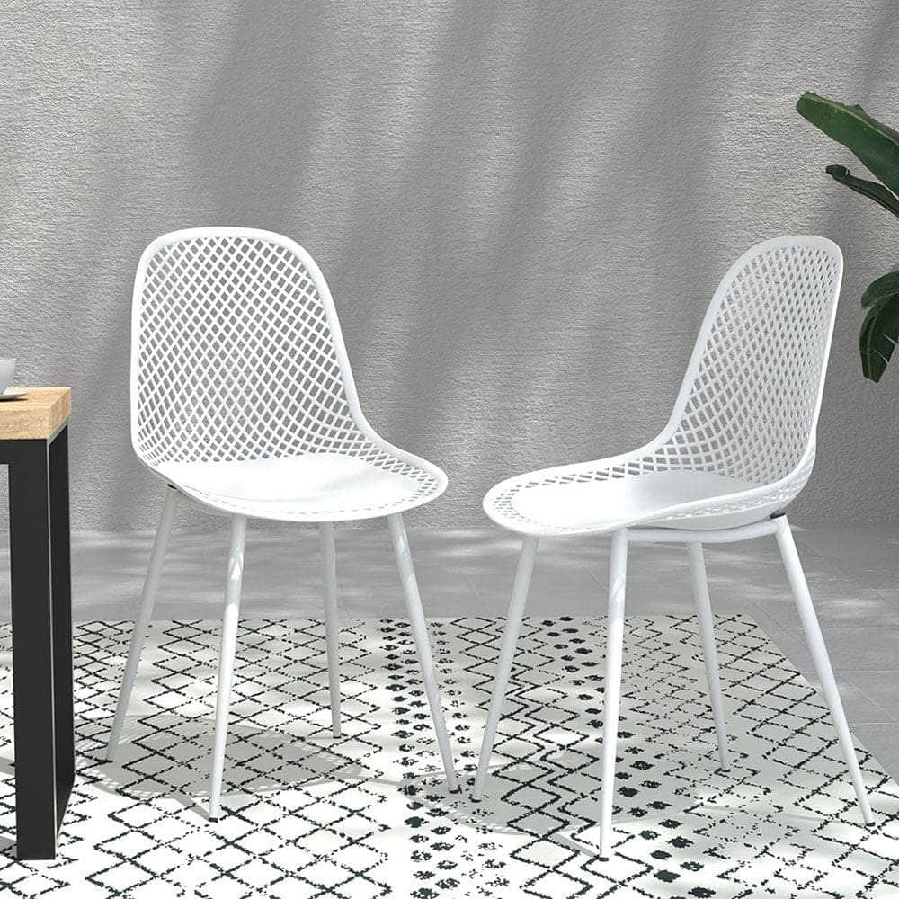 4Pc Outdoor Dining Chairs Pp Lounge Chair Patio Garden Furniture White