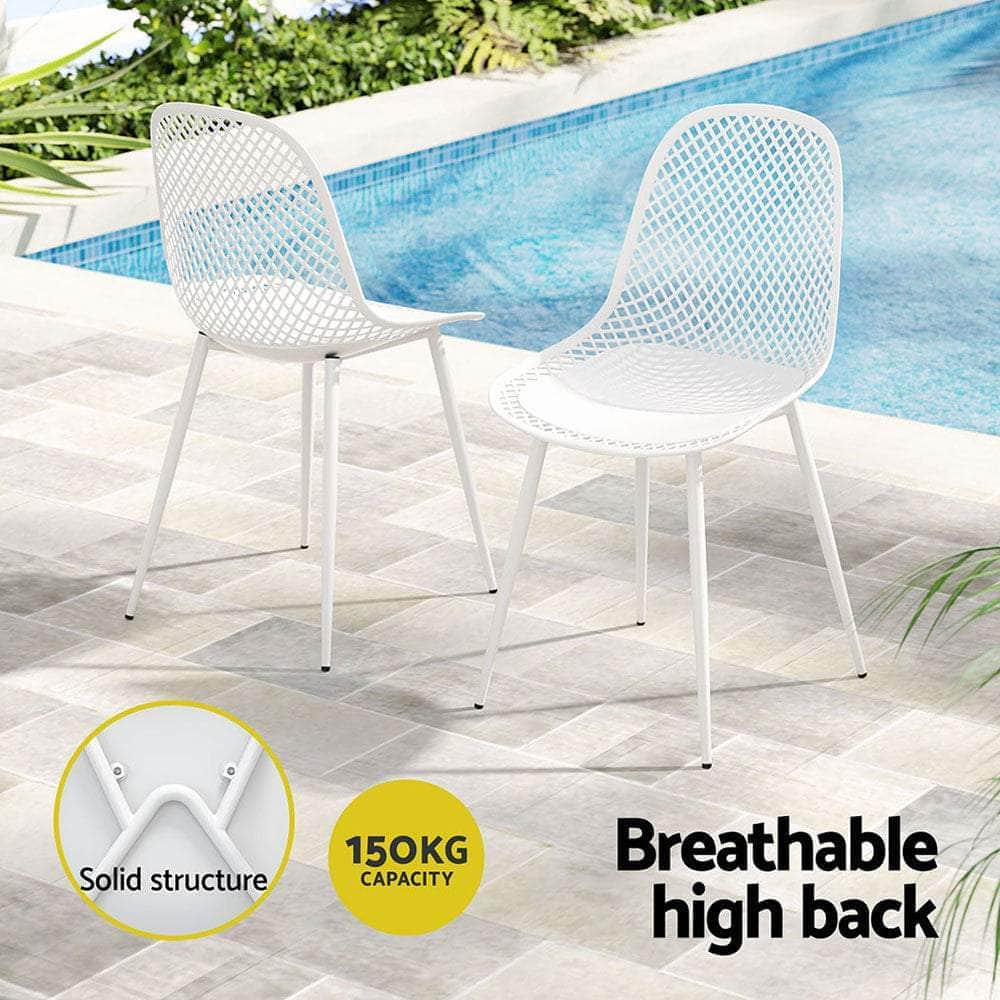 4Pc Outdoor Dining Chairs Pp Lounge Chair Patio Garden Furniture White