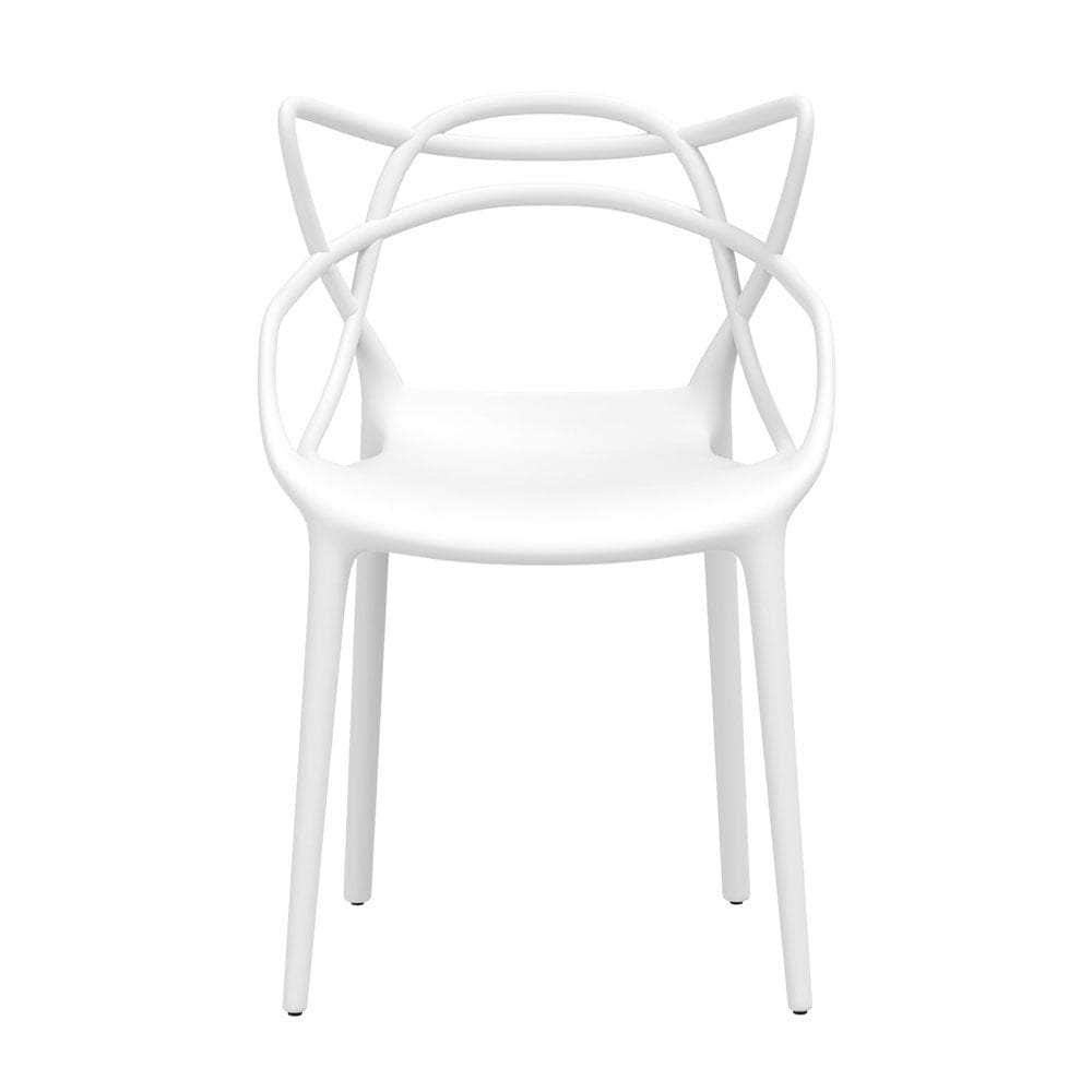 4PC Outdoor Dining Chairs PP Portable Stackable Chair Patio Furniture White