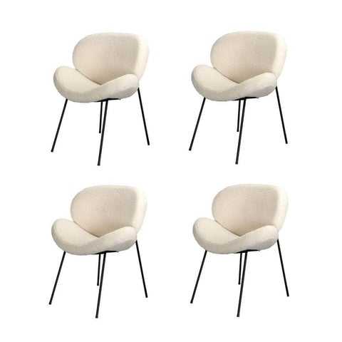 4Pcs/6Pcs Armchair Dining Chair Sherpa White